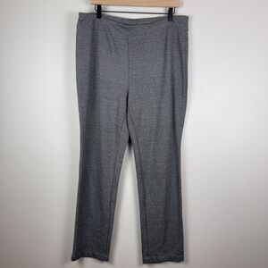 Chicos Womens Pull On Pants Sz 2 US Large Black White Print Stretch Career Work